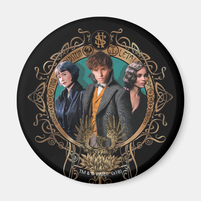 Golden Newt, Tina, and Leta Art Deco Portrait Magnet (Vorne)