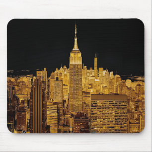 Golden Night Skyline von New York City Mousepad