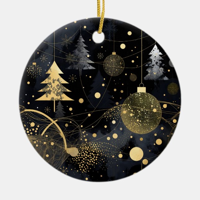 Golden Noir Christmas Ornaments Keramik Ornament (Vorne)