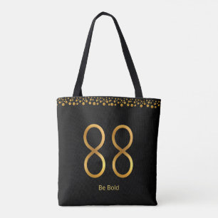 Golden Number 88 & Golden Confetti auf schwarz Tasche