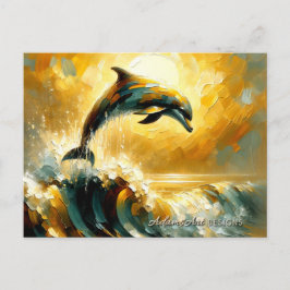Golden Ocean Dolphin Jump Feiertagspostkarte