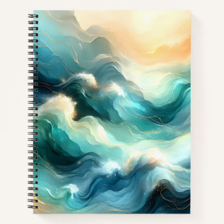 Golden Ocean Flow Abstract Waves Notizbuch