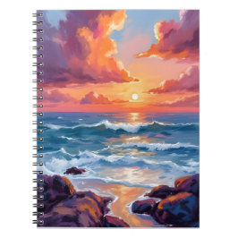 Golden Ocean Sunset | Watercolor Coastal Radiant Notizblock
