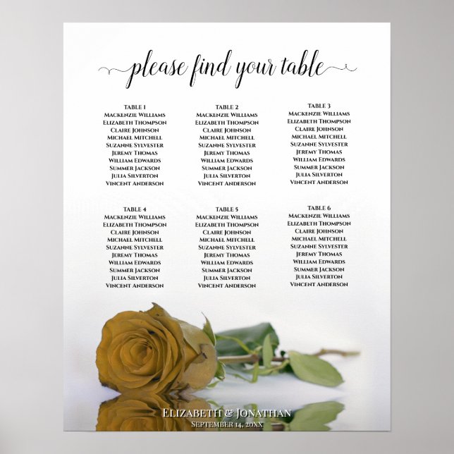 Golden Ocker Rose 6 Tabelle Seekarte Poster (Vorne)