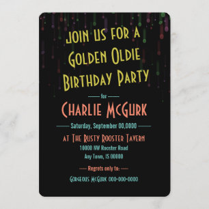Golden Oldie Anniversaire Fête Invitation