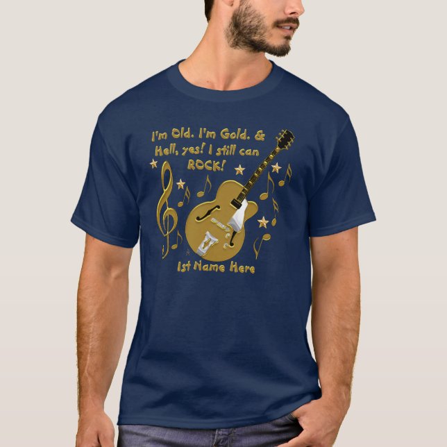 Golden Oldies Guitar Rocks - Personalisiert T-Shirt (Vorderseite)