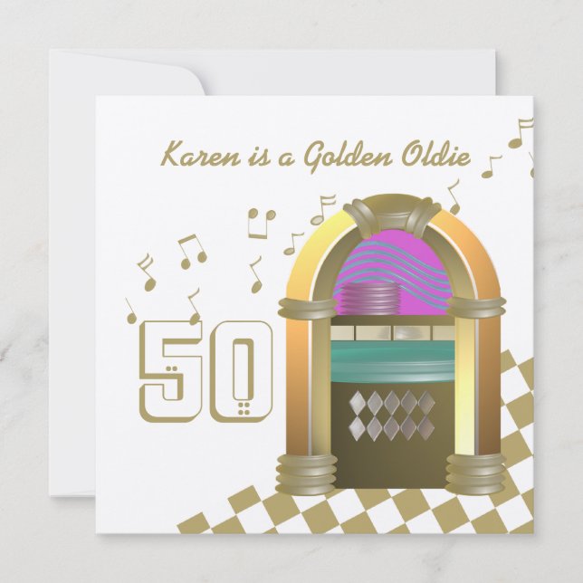 Golden Oldies Juke Box Einladung (Vorderseite)