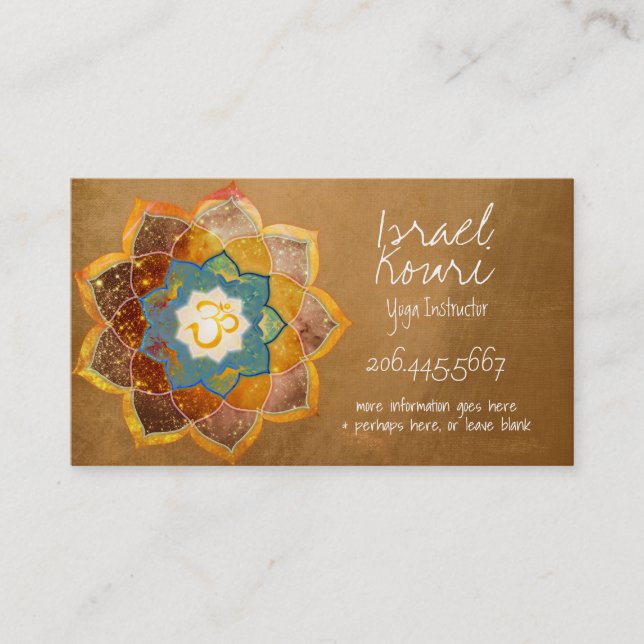 Golden Om Blume Mandala Design Gold Visitenkarte (Vorderseite)