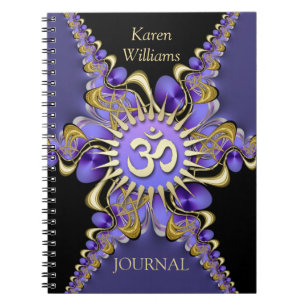 Golden Om Lila Fraktal Lace Elegantes Notebook Notizblock