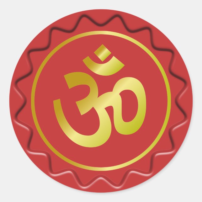 Golden Om Sign Red Wax Siegel Runder Aufkleber (Vorderseite)