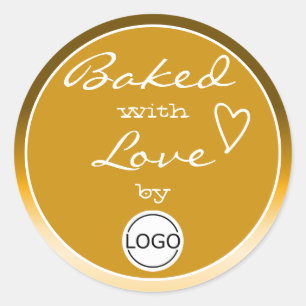 Golden Ombre Baked with Liebe Circle Logo Template Runder Aufkleber
