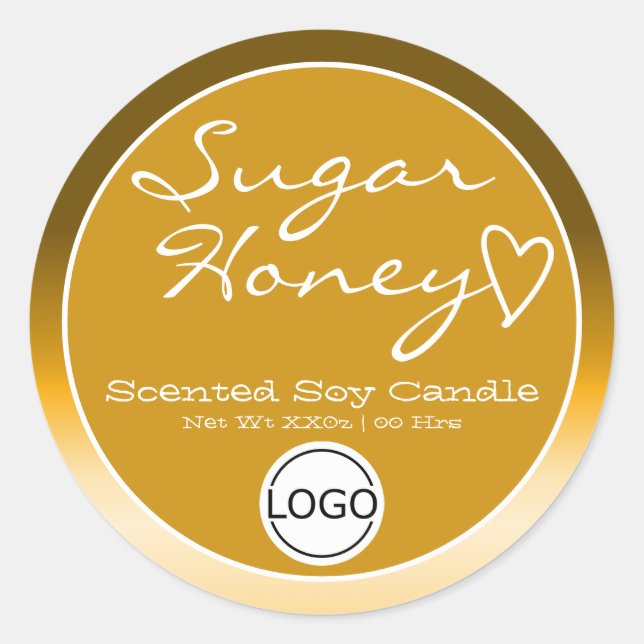 Golden Ombre Logo Vorlage Soy Candle Label Runder Aufkleber (Vorderseite)
