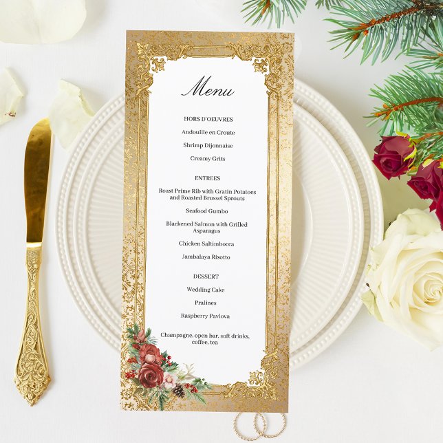 Golden Opulence Weihnachten Blumenzehen Menükarte (Von Creator hochgeladen)