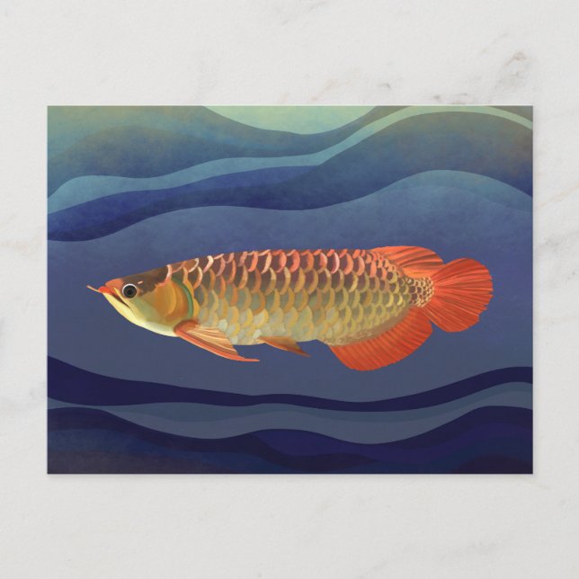 Golden Orange Arowana Fisch Exquisite Postkarte (Vorderseite)