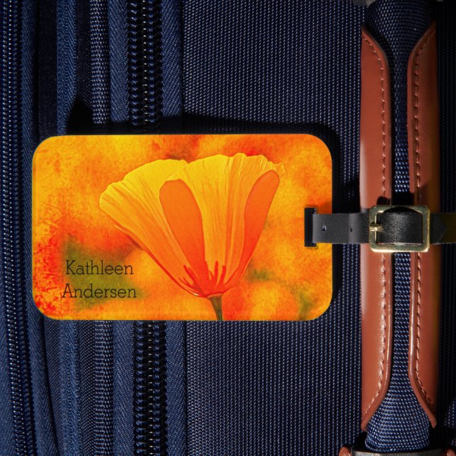 Golden Orange California Mohn "Land of Orange" Gepäckanhänger (Vorderseite Insitu 4)