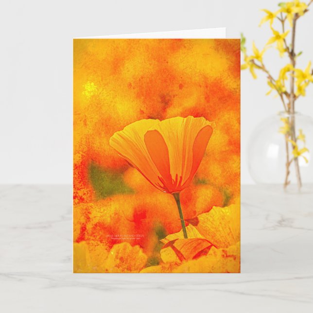 Golden Orange California Mohn "Land of Orange" Karte (Gelbe Blume)