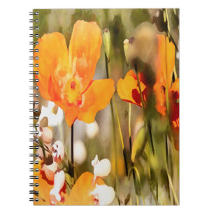 Golden Orange California Poppy Akryllische Malerei Notizblock
