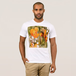 Golden Orange California Poppy Akryllische Malerei T-Shirt