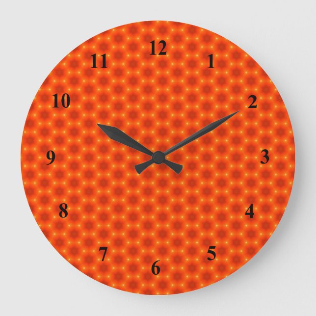 Golden Orange Honeycomb Hexagon-Muster Große Wanduhr (Vorderseite)