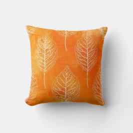Golden Orange Leaf Pattern Pilz Kissen