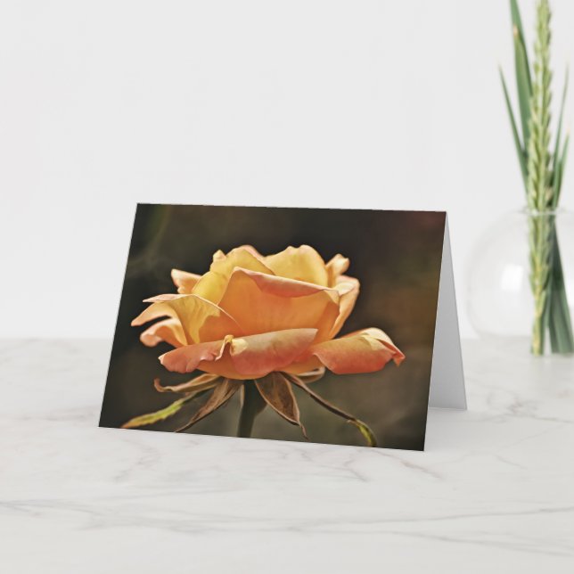 Golden Orange Rose Scripture Card Psalm 145:10 Karte (Vorderseite)