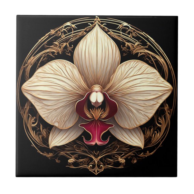 Golden Orchid Design Fliese (Vorderseite)