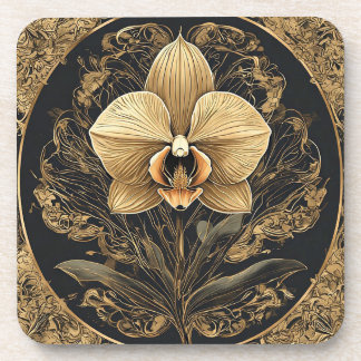 Golden Orchid Design Getränkeuntersetzer