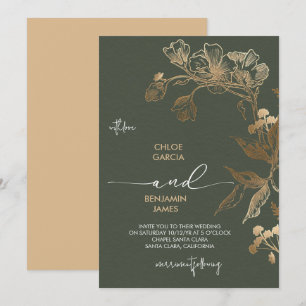 Golden Orchid Wedding Einladung