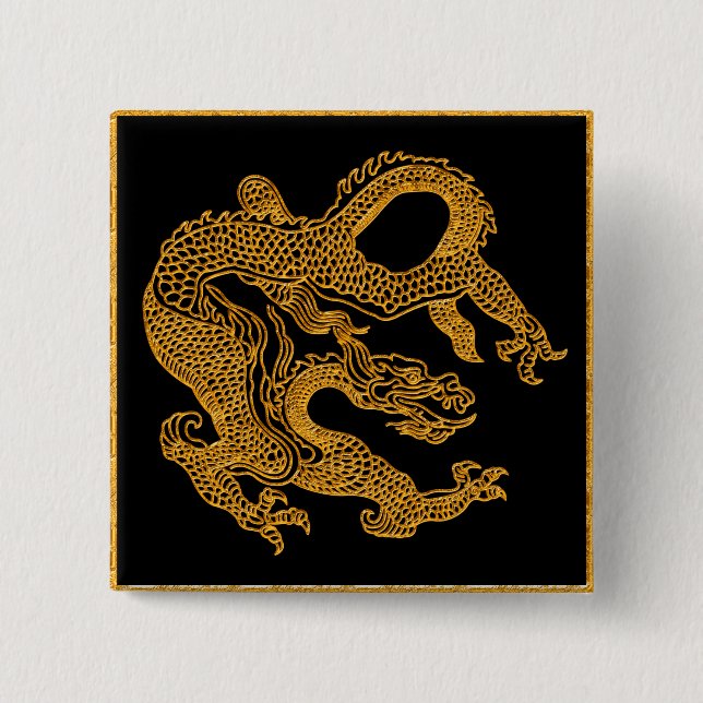 Golden oriental dragon 01 button (Vorderseite)