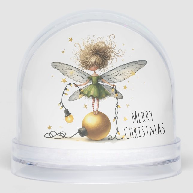 Golden Ornament Fairy Holiday Card Schneekugeln (Vorderseite)