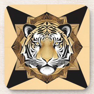 Golden Ornamental Tiger Arte e Cultur Getränkeuntersetzer