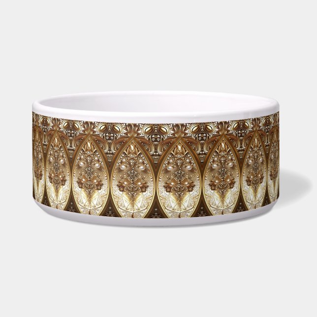 Golden Ornate Ceramic Pet Bowl Napf (Vorderseite)