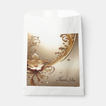 Golden Ornate Floral Favor Bag