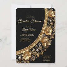 Golden Ornate Frame Bridal Shower Invitation