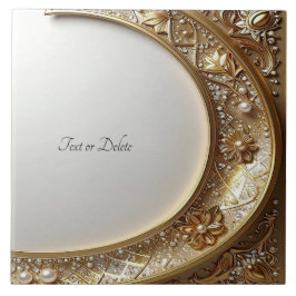 Golden Ornate Frame Ceramic Tile Fliese