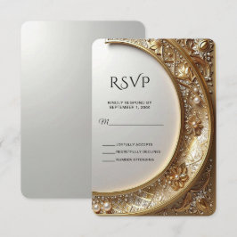 Golden Ornate Frame RSVP Card Karte