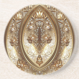 Golden Ornate Frame Sandstone Coaster Getränkeuntersetzer