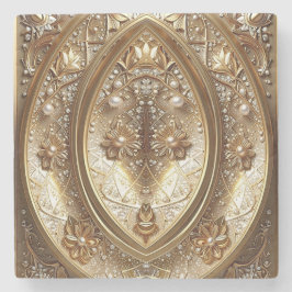 Golden Ornate Frame Stone Coaster Steinuntersetzer