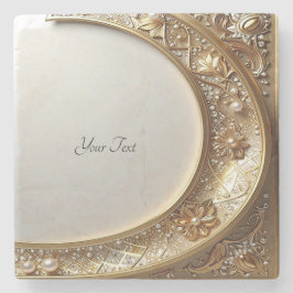 Golden Ornate Frame Stone Coaster Steinuntersetzer