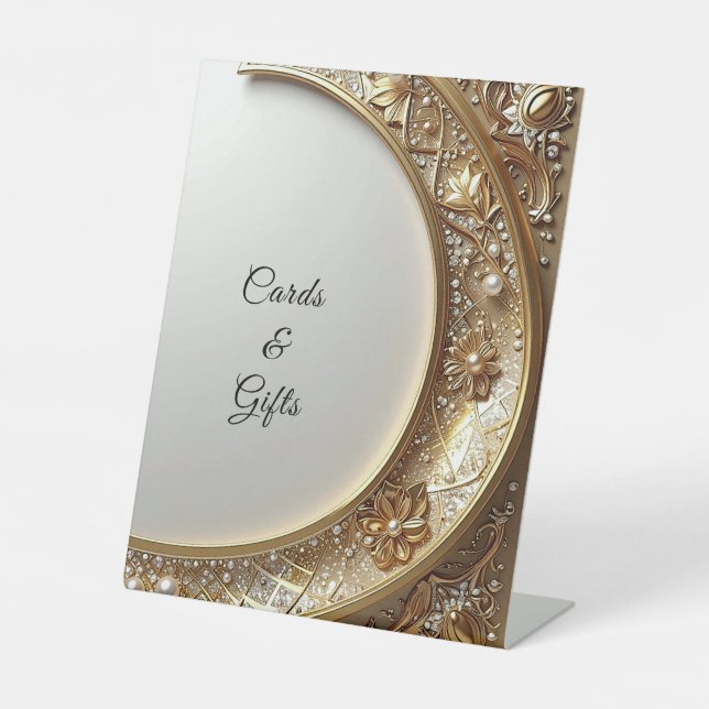 Golden Ornate Frame Tabletop Signs Sockelschild (Vorderseite)