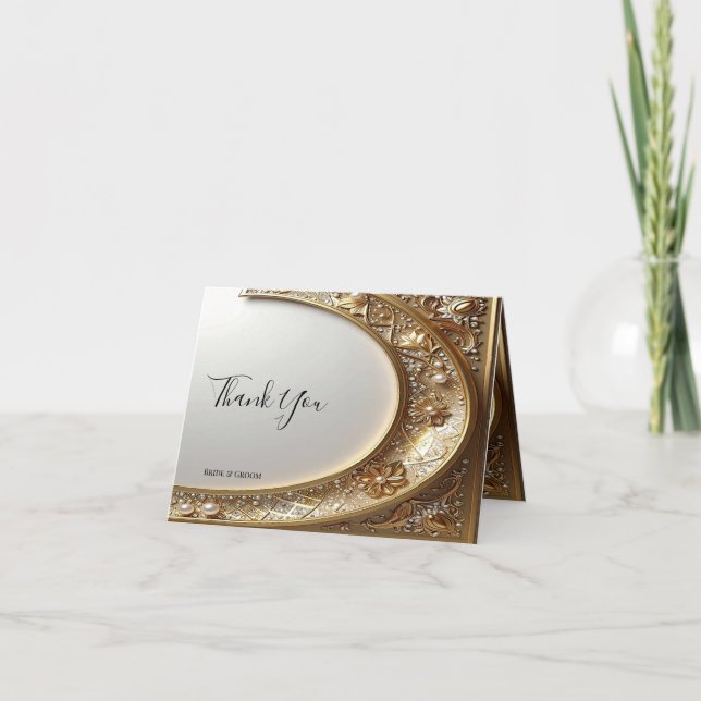 Golden Ornate Frame Thank You Card Dankeskarte (Vorderseite)