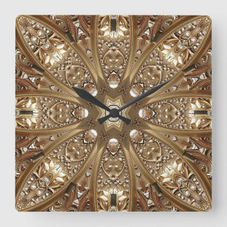 Golden Ornate Frame Wall Clock Quadratische Wanduhr