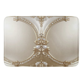 Golden Ornate Frame with Pearls Bath Mat Badematte