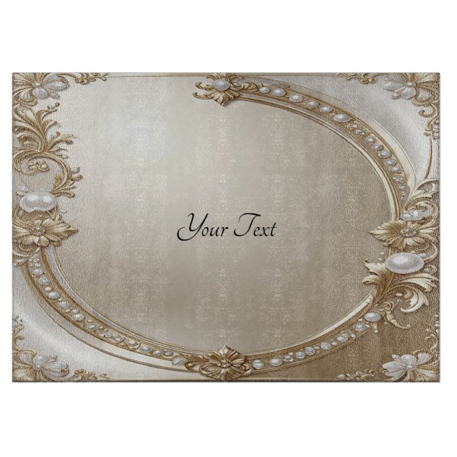 Golden Ornate Frame with Pearls Cutting Board Schneidebrett (Vorderseite)