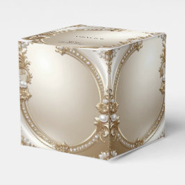 Golden Ornate Frame with Pearls Favor Box Geschenkschachtel
