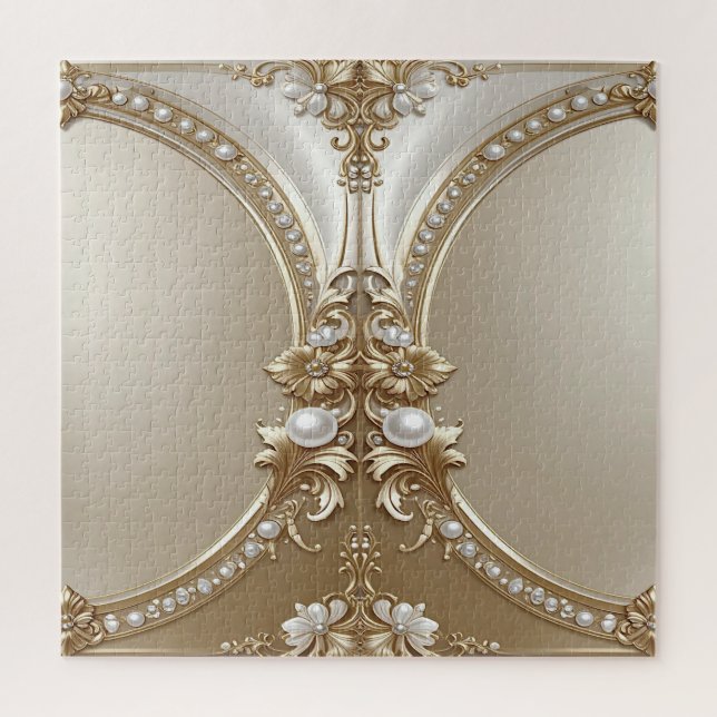 Golden Ornate Frame with Pearls Jigsaw Puzzle (Vertikal)