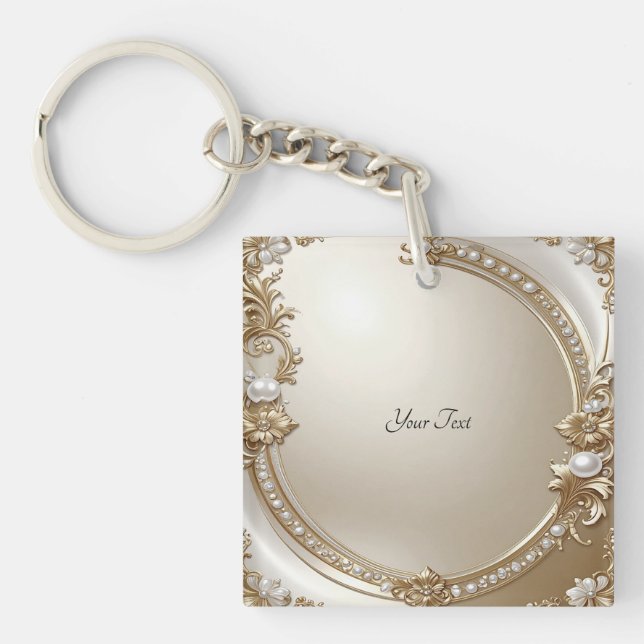 Golden Ornate Frame with Pearls Keychain (Devant)