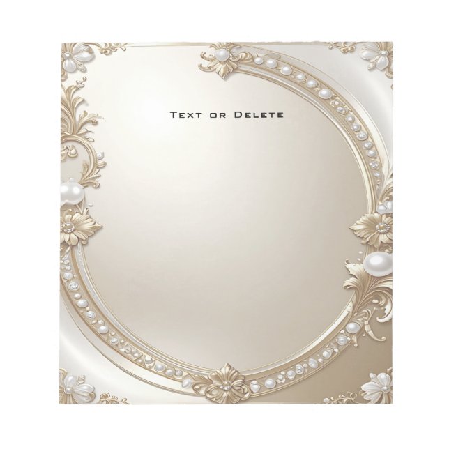 Golden Ornate Frame with Pearls Notepad Notizblock (Vorderseite)