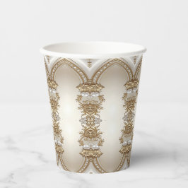 Golden Ornate Frame with Pearls Paper Cups Pappbecher