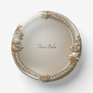 Golden Ornate Frame with Pearls Pappteller